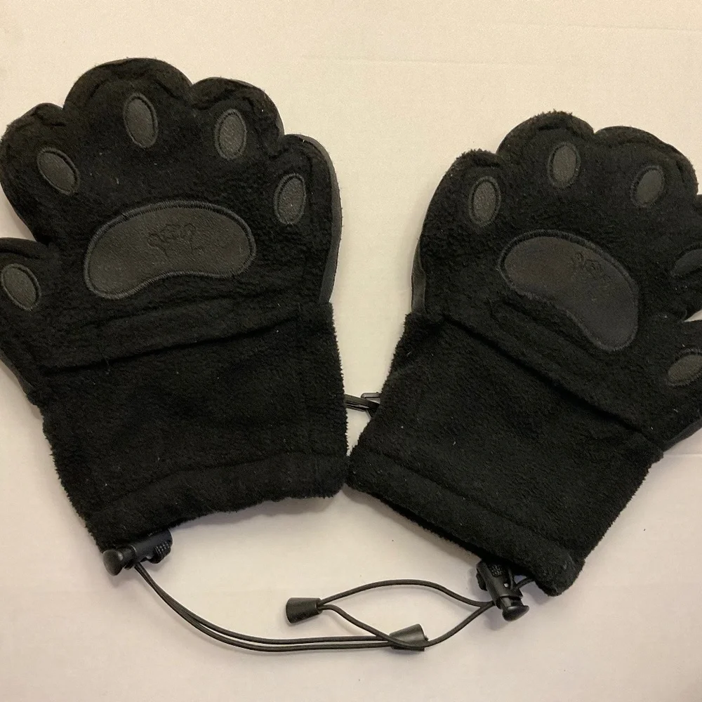 Bearhands kids black fleece gloves mittens size S small